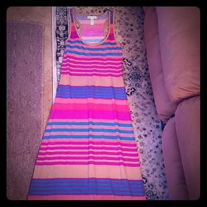Long striped racer-back dress size small.